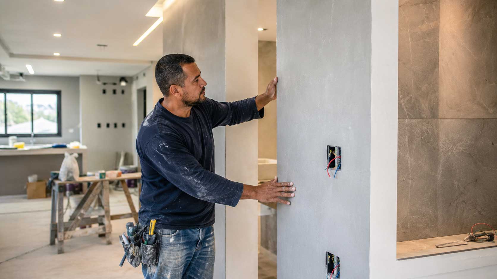 Profissional realizando reforma em ambiente residencial