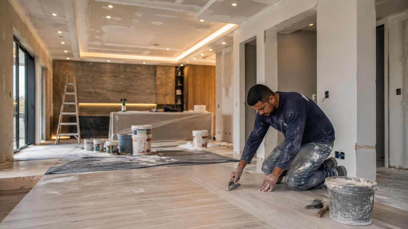 Ambiente moderno em processo de reforma